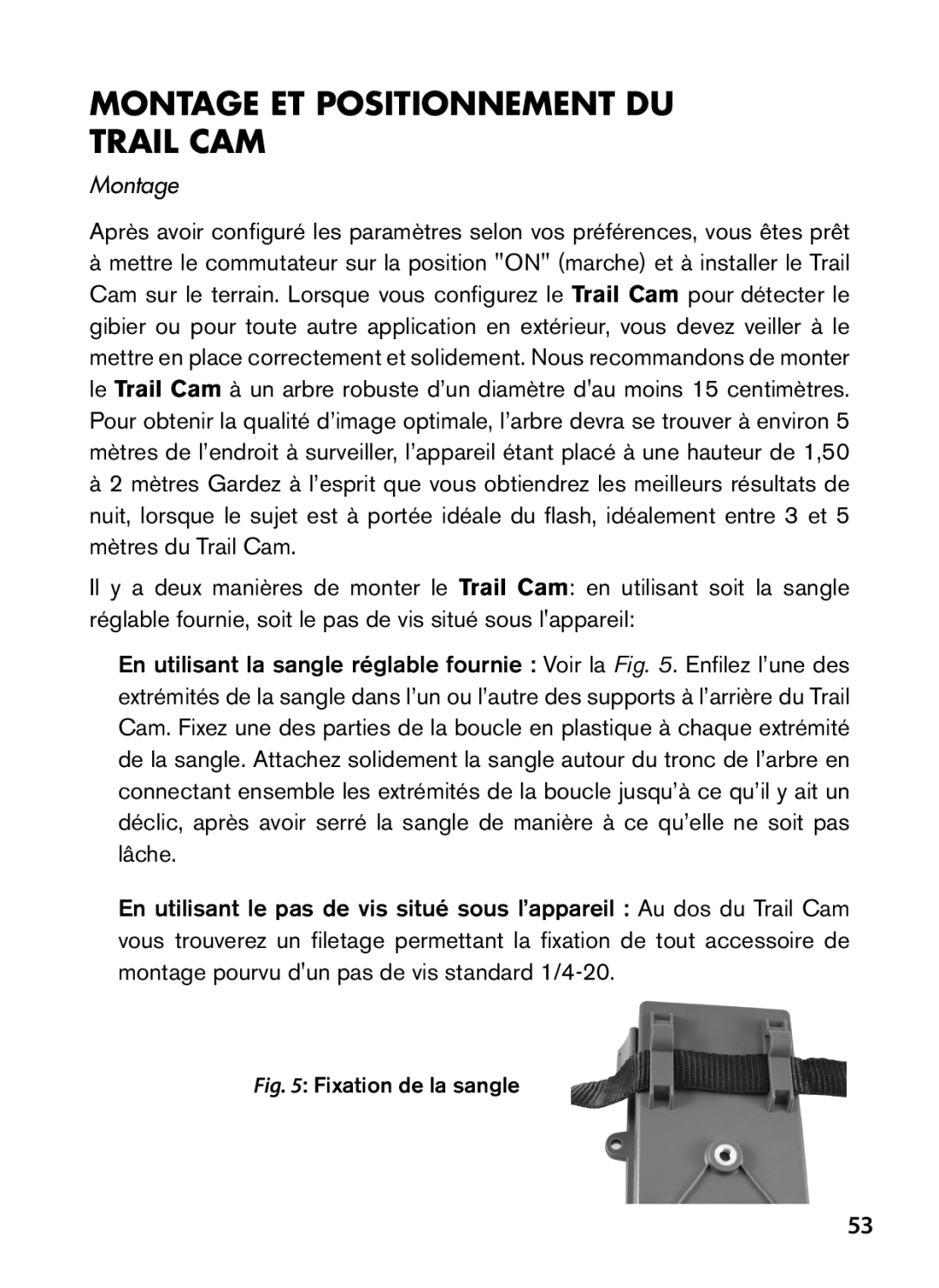 Tasco 119422 instruction manual Montage ET Positionnement DU Trail CAM 