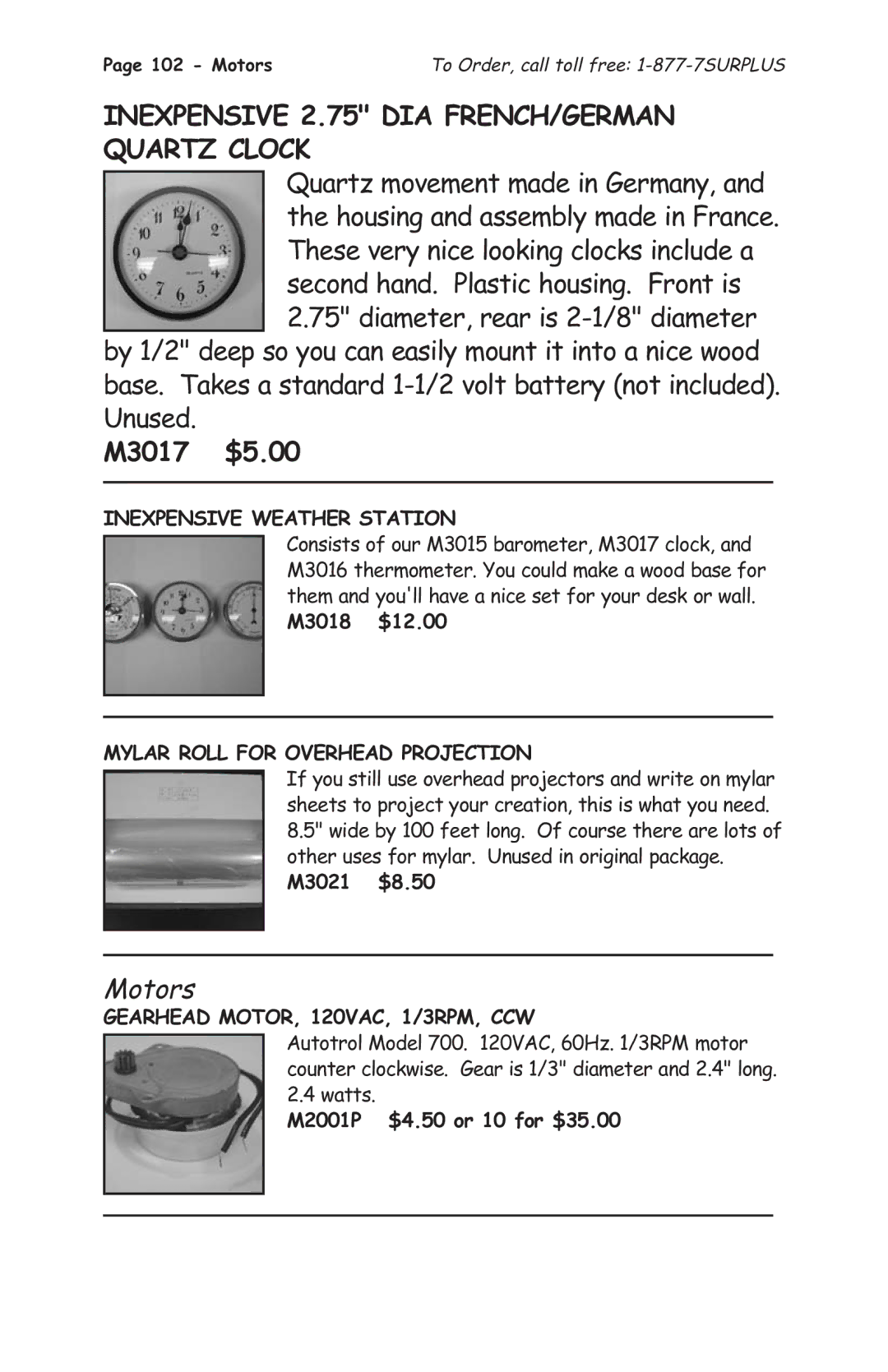 Tasco 1575 manual Inexpensive 2.75 DIA FRENCH/GERMAN Quartz Clock, M3017 $5.00, Motors 