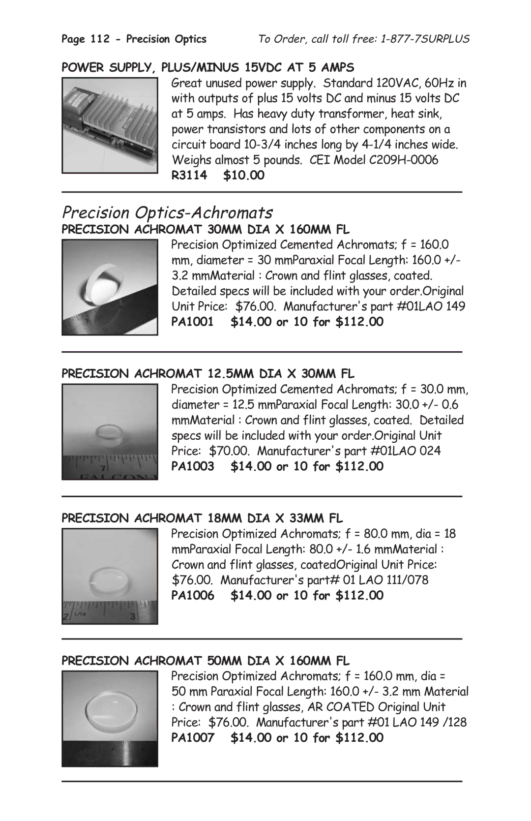 Tasco 1575 manual Precision Optics-Achromats 