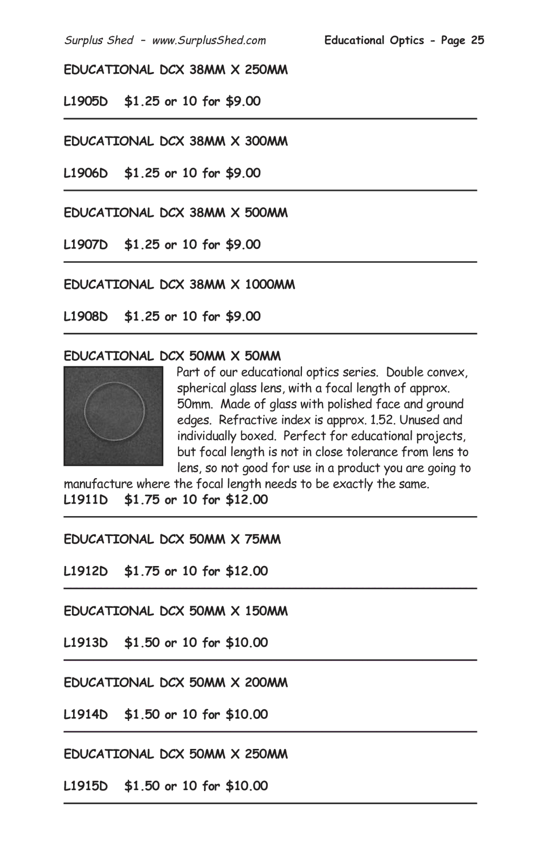 Tasco 1575 manual Educational DCX 38MM X 250MM, Educational DCX 38MM X 300MM, Educational DCX 38MM X 500MM 