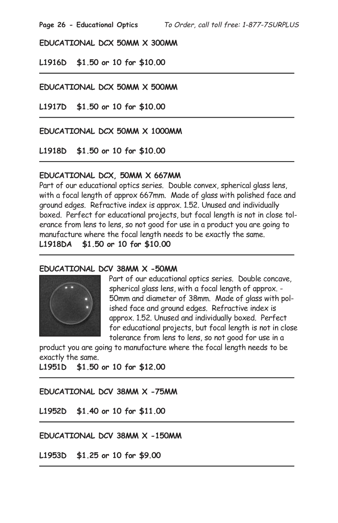 Tasco 1575 manual Educational DCX 50MM X 300MM, Educational DCX 50MM X 500MM, Educational DCX 50MM X 1000MM 