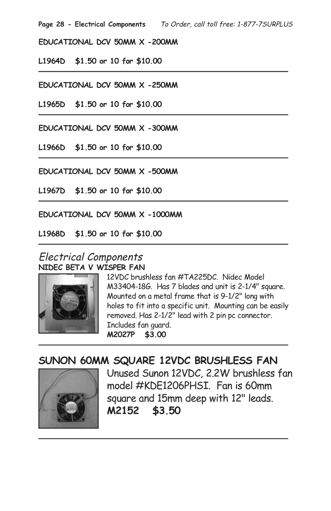 Tasco 1575 manual Electrical Components 