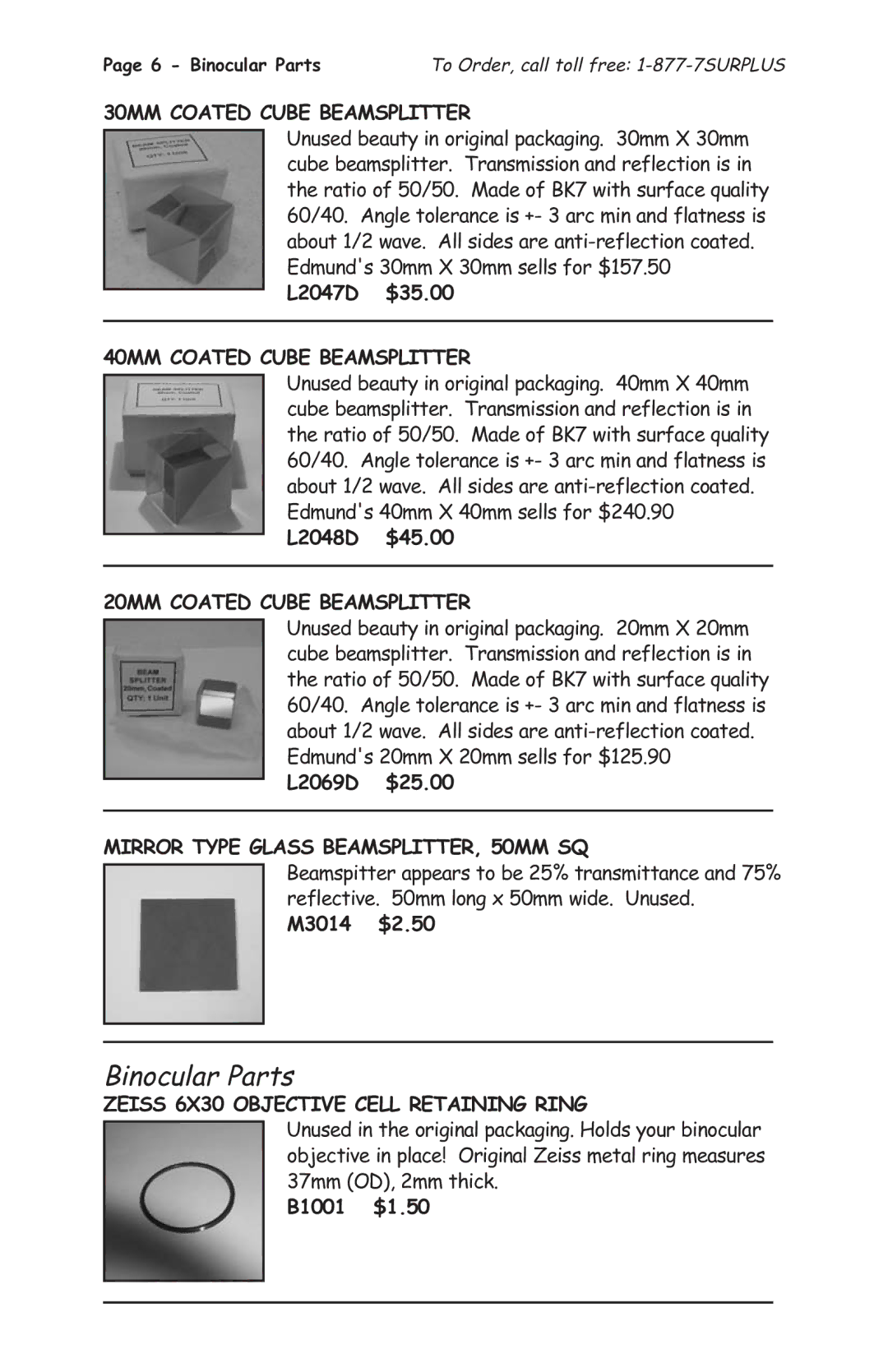 Tasco 1575 manual Binocular Parts 