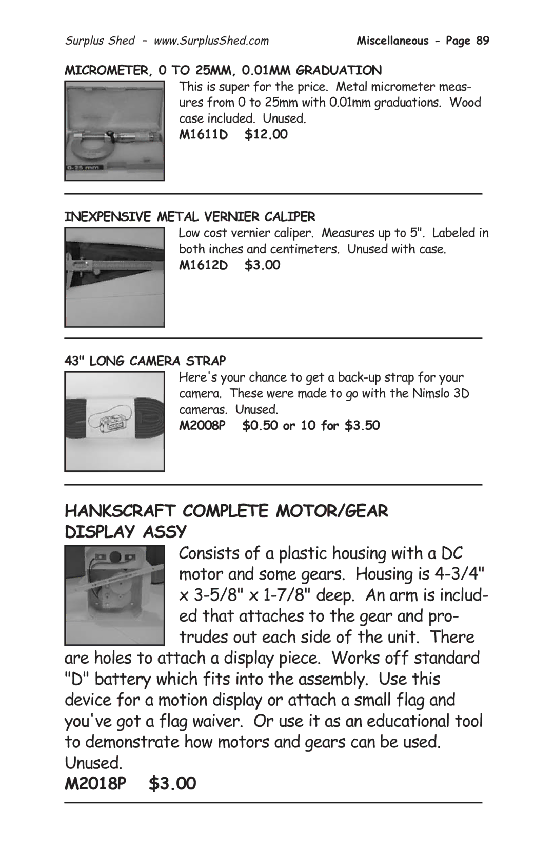 Tasco 1575 manual Hankscraft Complete MOTOR/GEAR Display Assy, M2018P $3.00, MICROMETER, 0 to 25MM, 0.01MM Graduation 