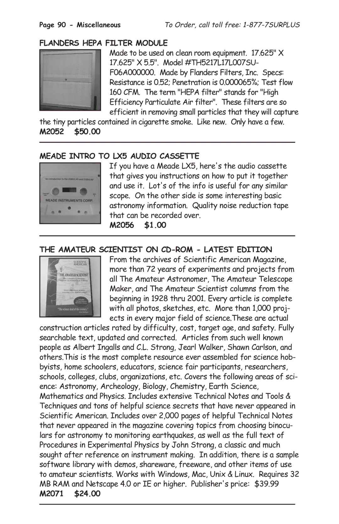 Tasco 1575 Flanders Hepa Filter Module, Meade Intro to LX5 Audio Cassette, Amateur Scientist on CD-ROM Latest Edition 