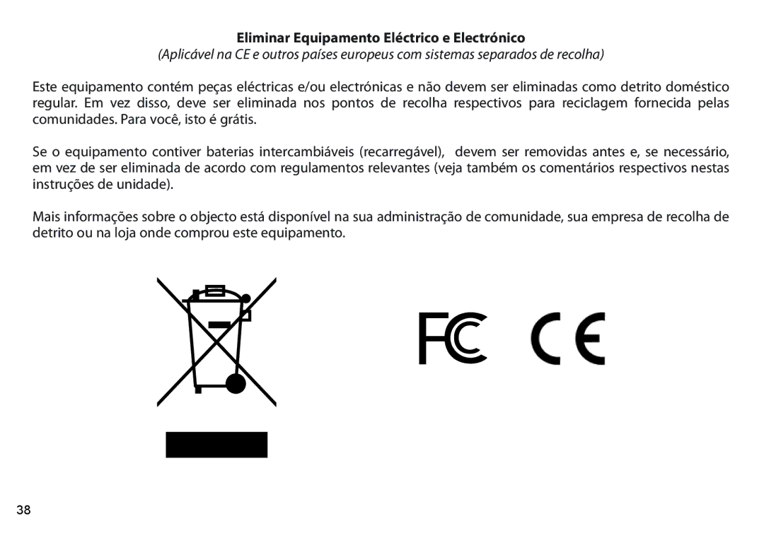 Tasco 269332 instruction manual Eliminar Equipamento Eléctrico e Electrónico 