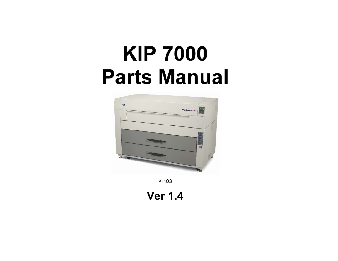 Tasco 7000 manual KIP Parts Manual 