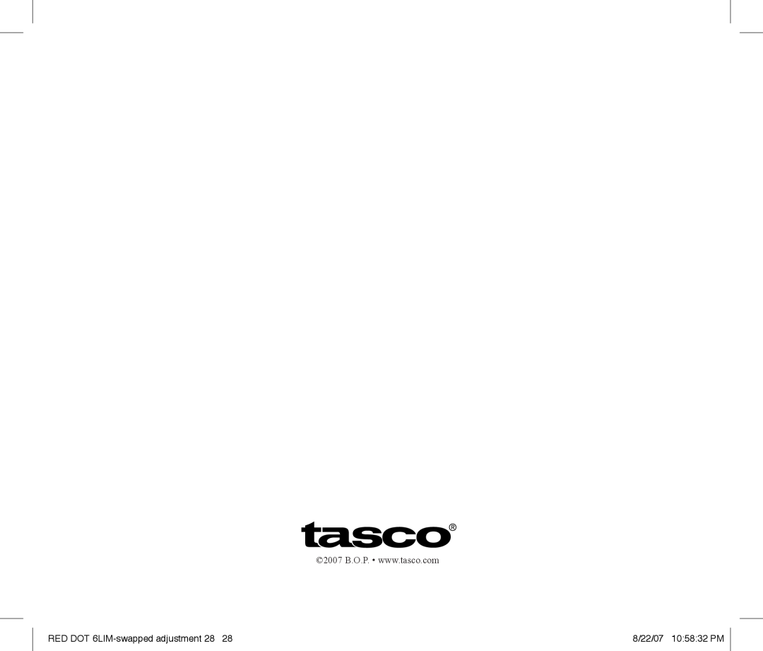 Tasco REDDOT Scope instruction manual RED DOT 6LIM-swapped adjustment 28, 8/22/07 105832 PM 