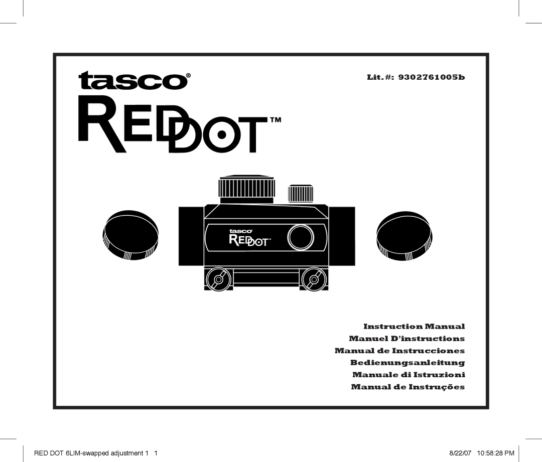 Tasco REDDOT Scope instruction manual RED DOT 6LIM-swapped adjustment 1 22/07 105828 PM 