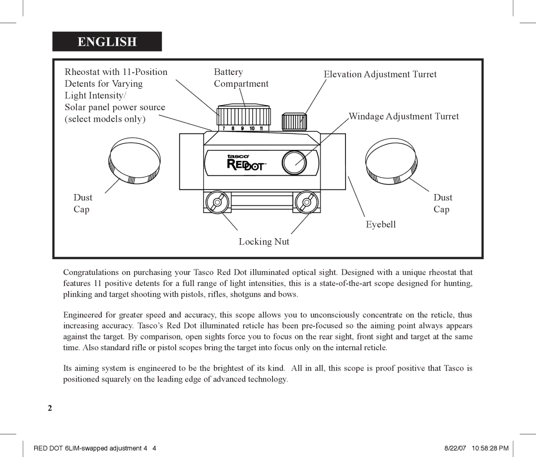 Tasco REDDOT Scope instruction manual English 