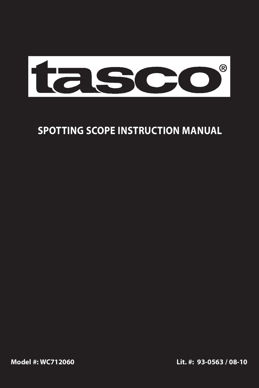 Tasco instruction manual Model # WC712060 Lit. # 93-0563 