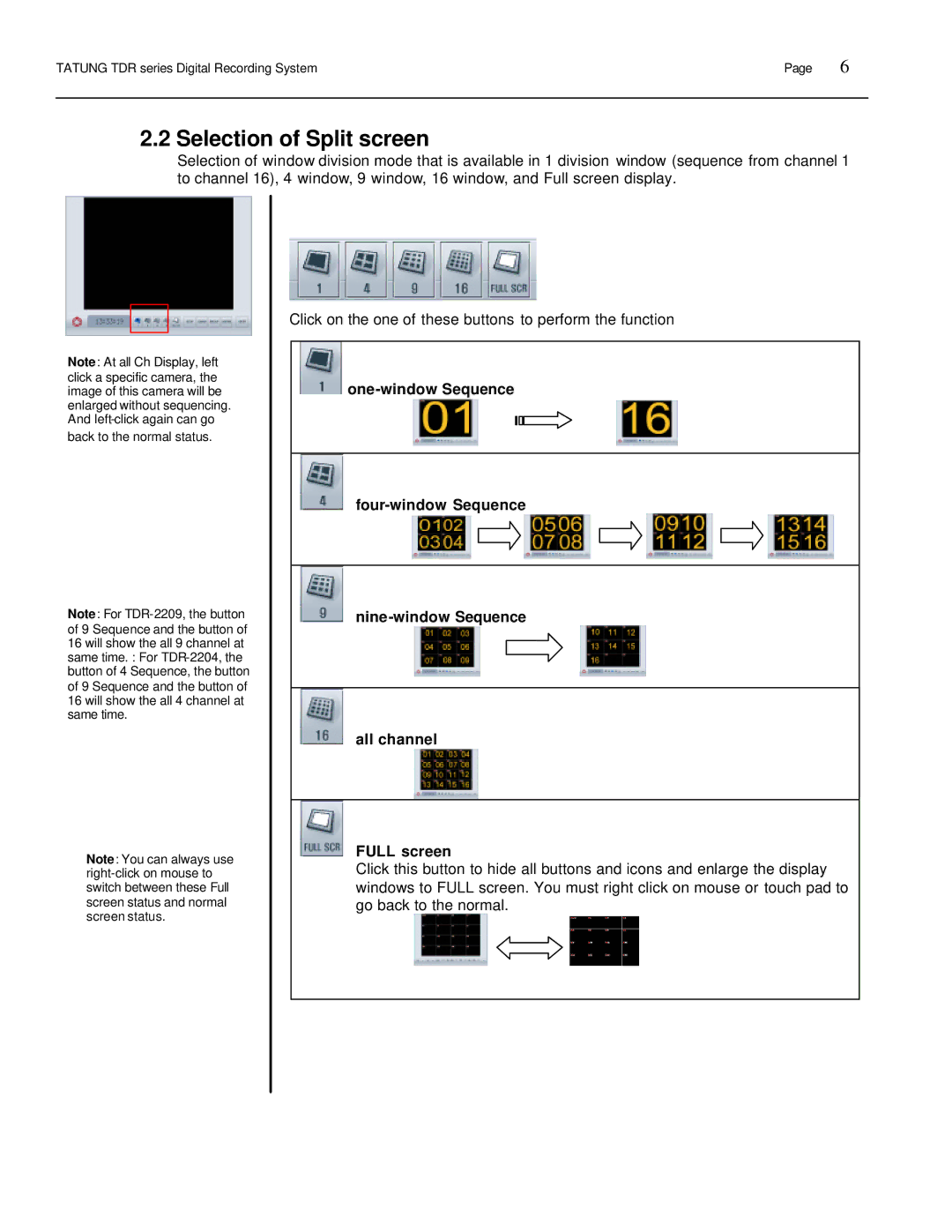 Tatung TDR-22XX operation manual Selection of Split screen 