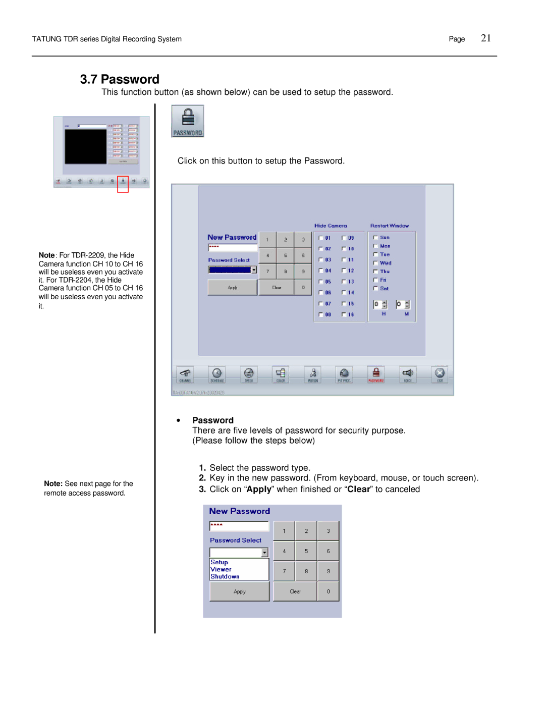 Tatung TDR-22XX operation manual ∙ Password 