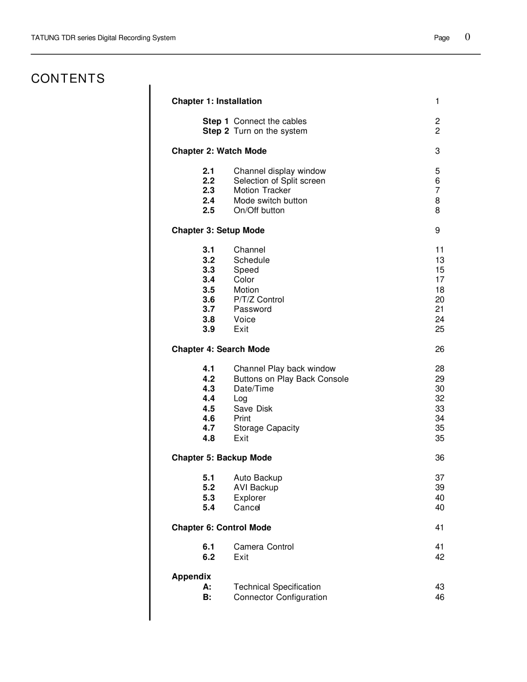 Tatung TDR-22XX operation manual Contents 