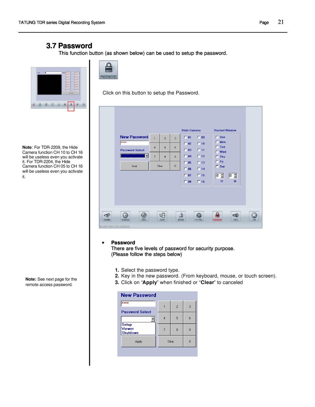 Tatung TDR-22XX operation manual ∙ Password 