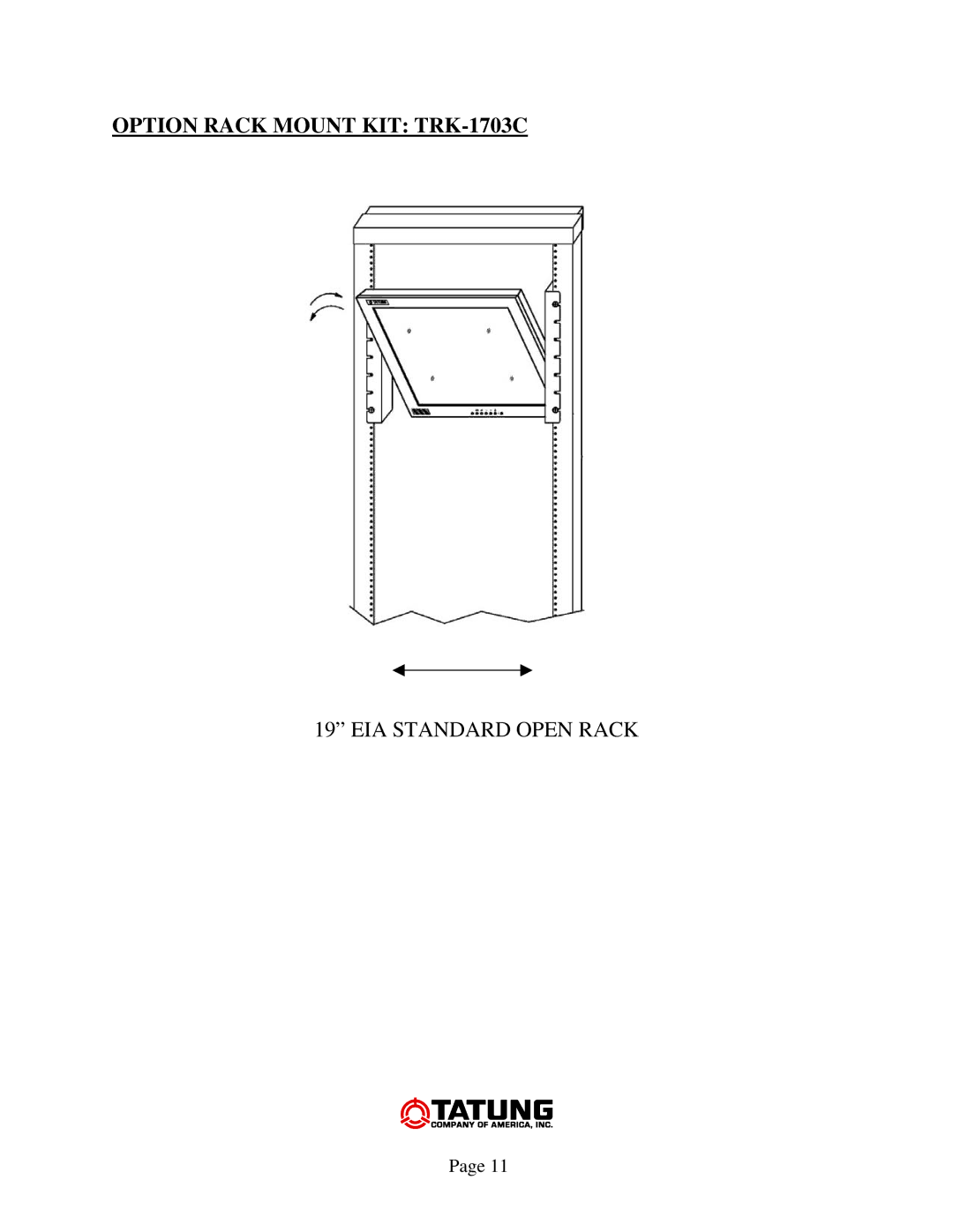 Tatung TLM-1703, TLM-1503 manual Option Rack Mount KIT TRK-1703C 