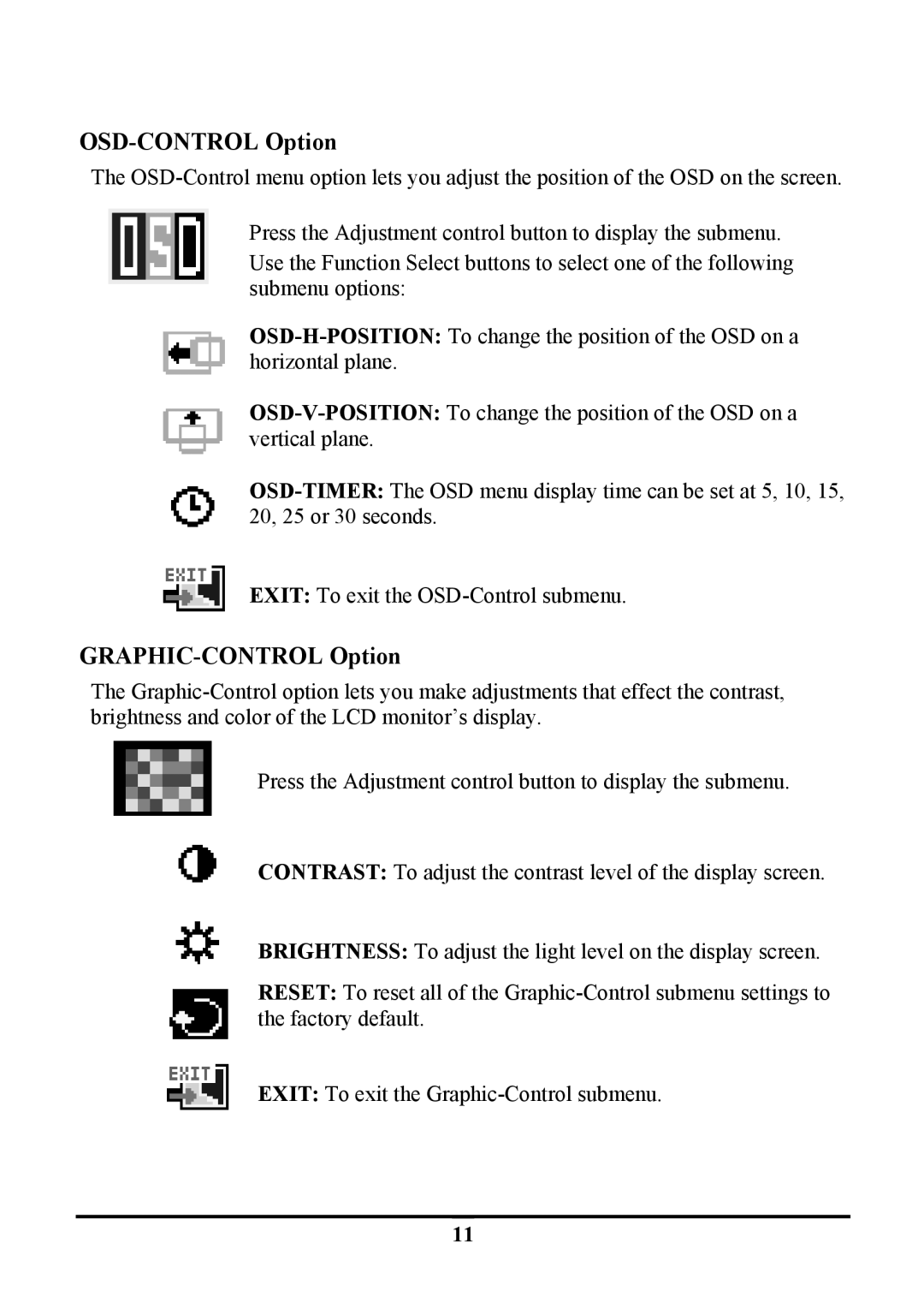 Tatung TLM1905, TLM-1705 manual OSD-CONTROL Option 