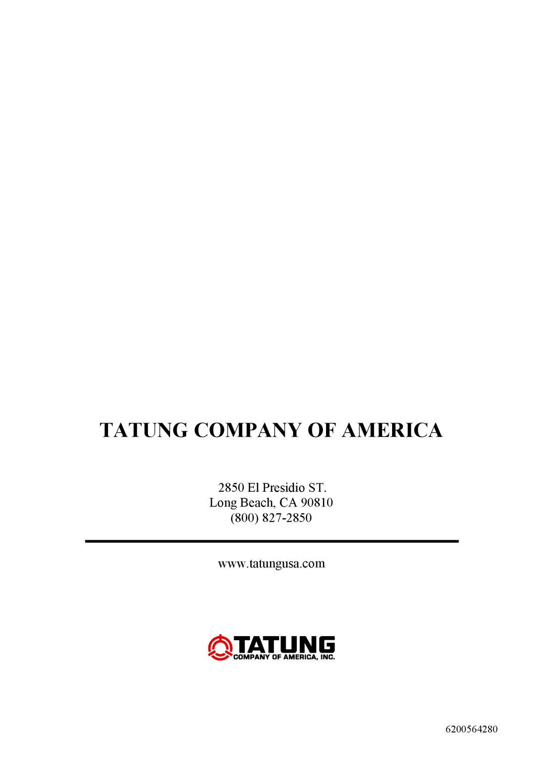 Tatung TLM-1705, TLM1905 manual Tatung Company of America 