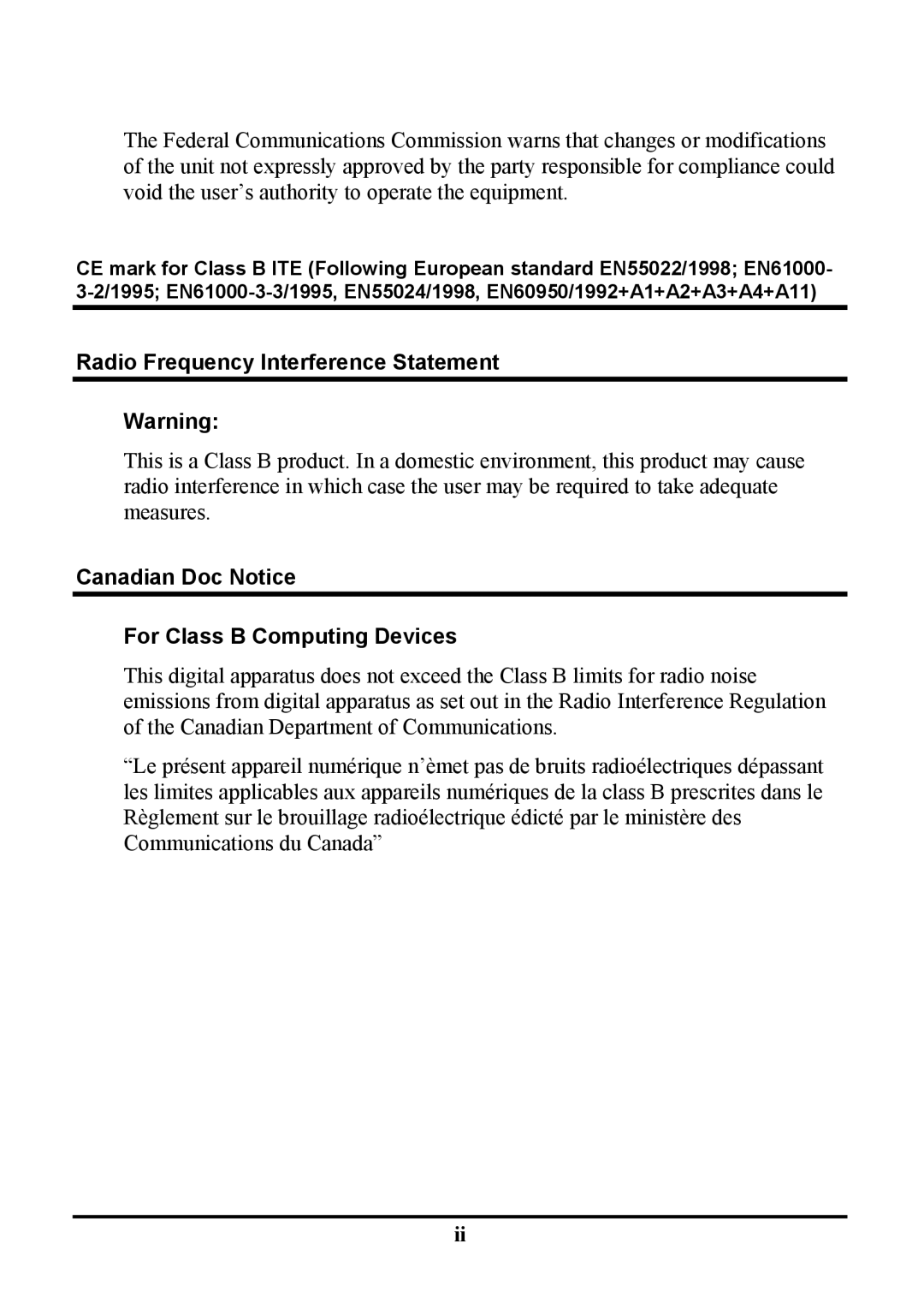 Tatung TLM-1705, TLM1905 manual Radio Frequency Interference Statement 