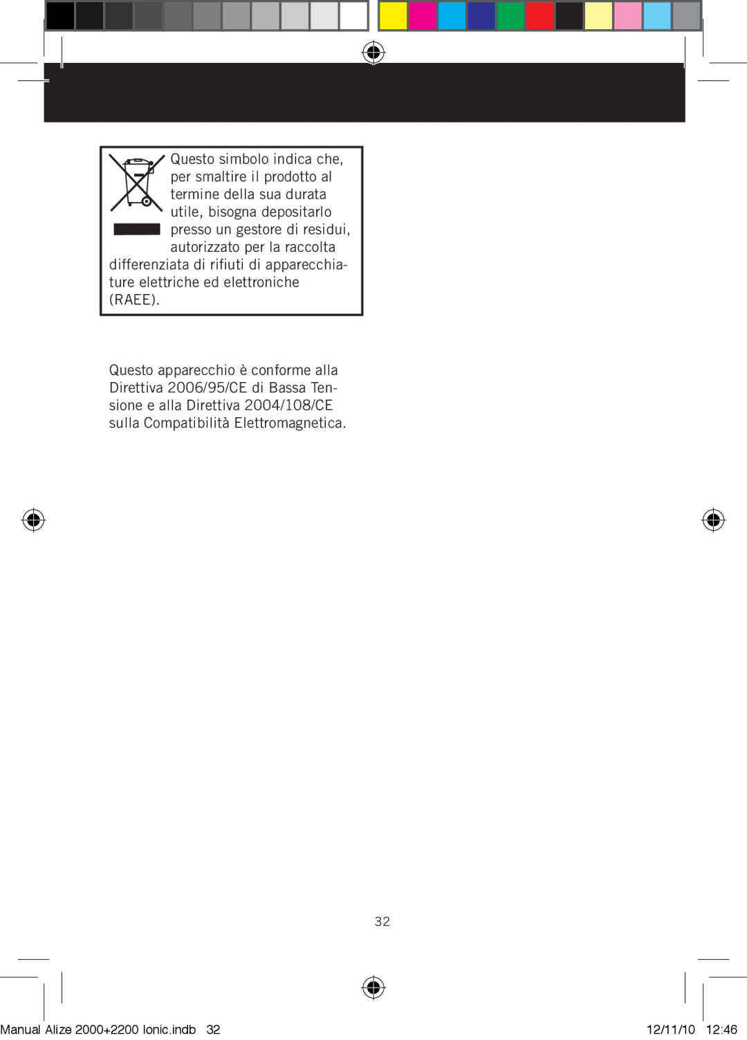 Taurus Group ALIZE 2000, ALIZE 200 IONIC manual Manual Alize 2000+2200 Ionic.indb 12/11/10 1246 