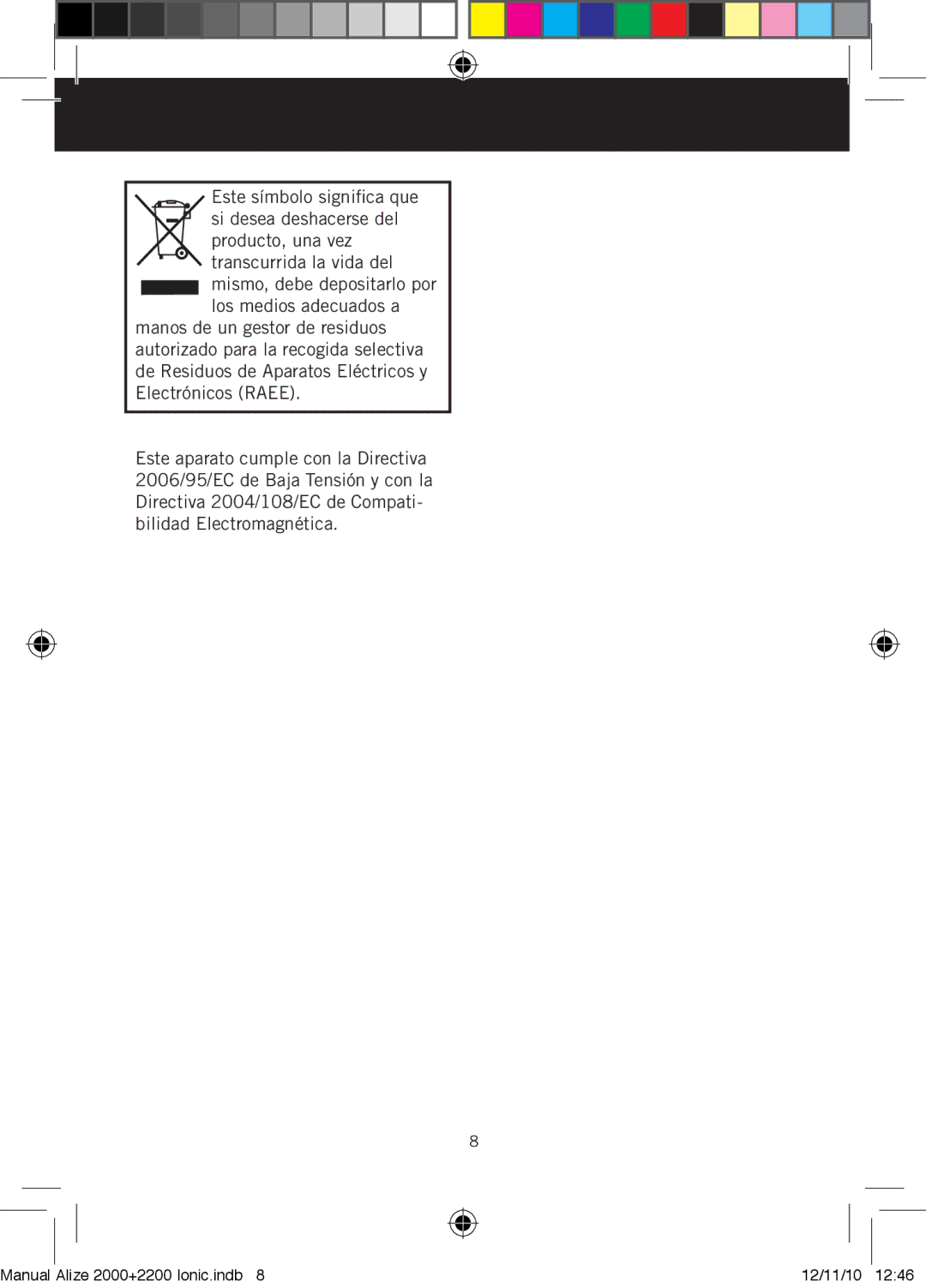 Taurus Group ALIZE 2000, ALIZE 200 IONIC manual Manual Alize 2000+2200 Ionic.indb 12/11/10 1246 