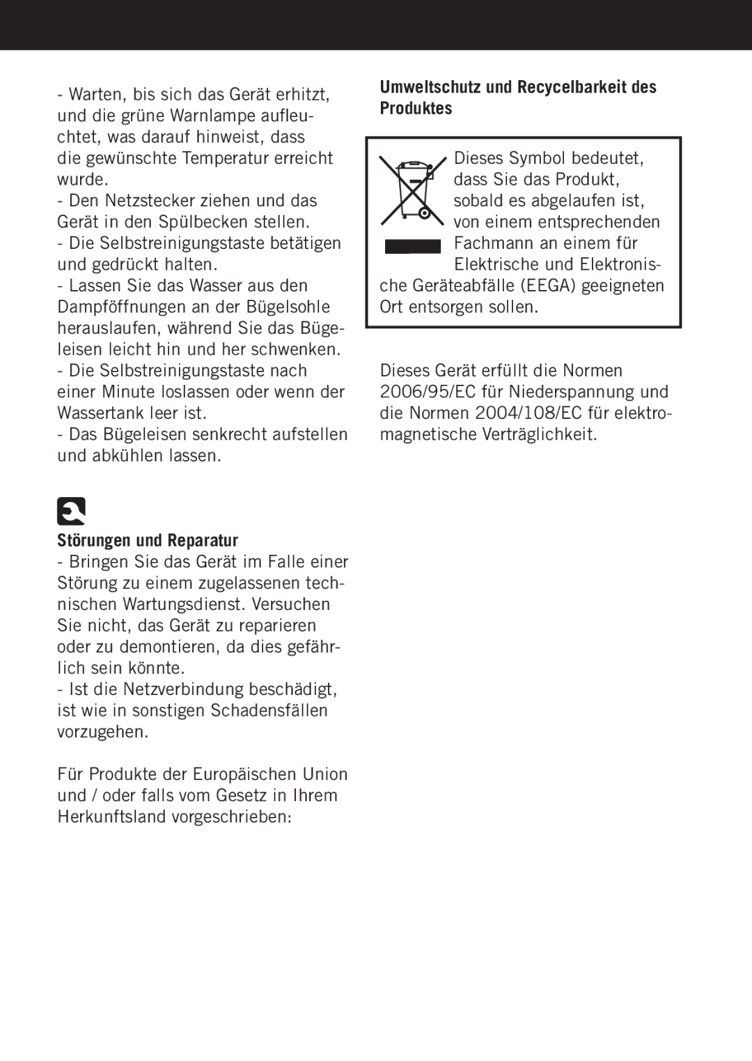 Taurus Group Artica 2600 manual Umweltschutz und Recycelbarkeit des Produktes, Störungen und Reparatur 