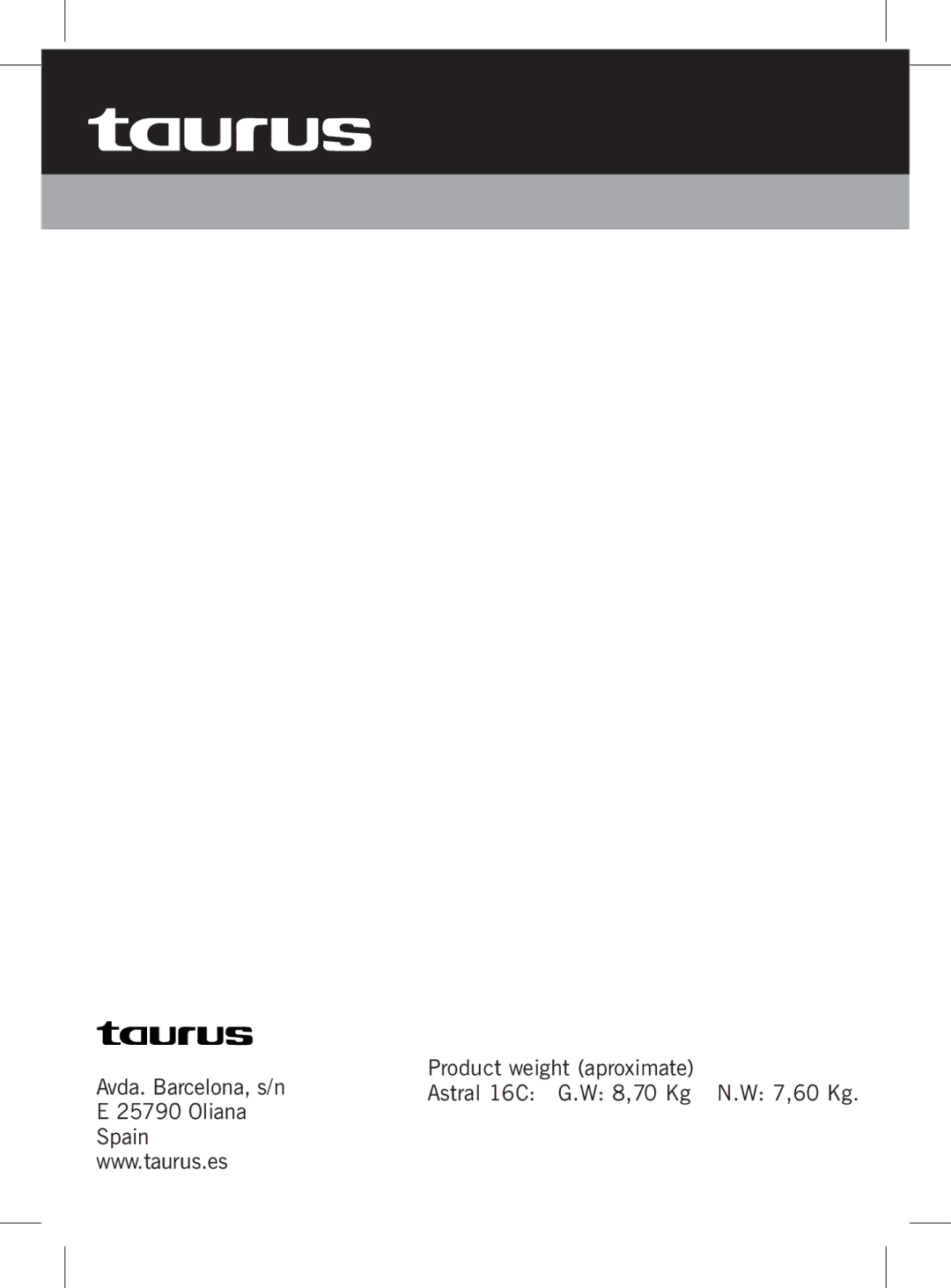 Taurus Group Astral 16C manual 