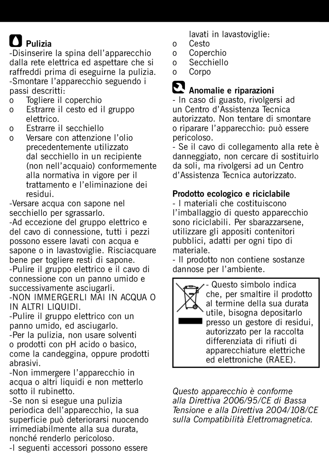 Taurus Group Star 3 manual NON Immergerli MAI in Acqua O in Altri Liquidi 