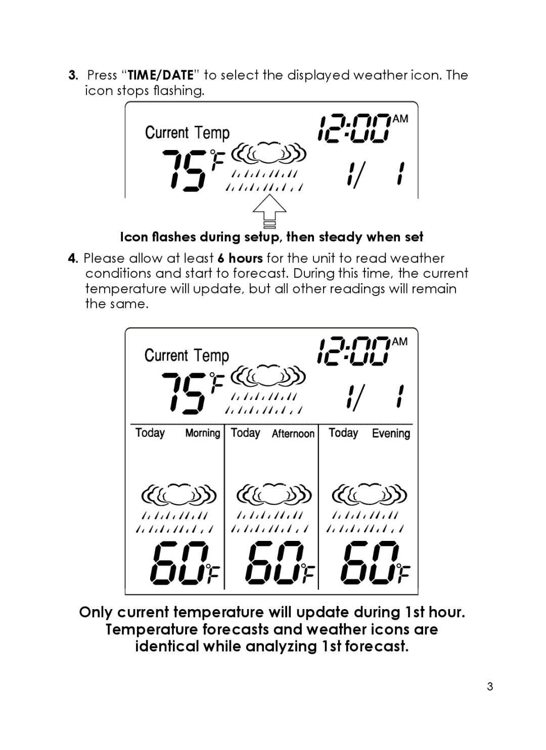 Taylor 1380 instruction manual Icon flashes during setup, then steady when set 