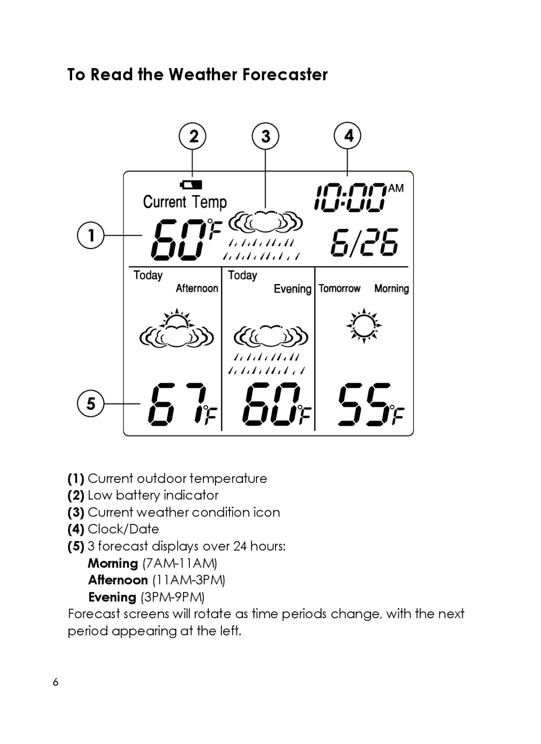 Taylor 1380 instruction manual To Read the Weather Forecaster 