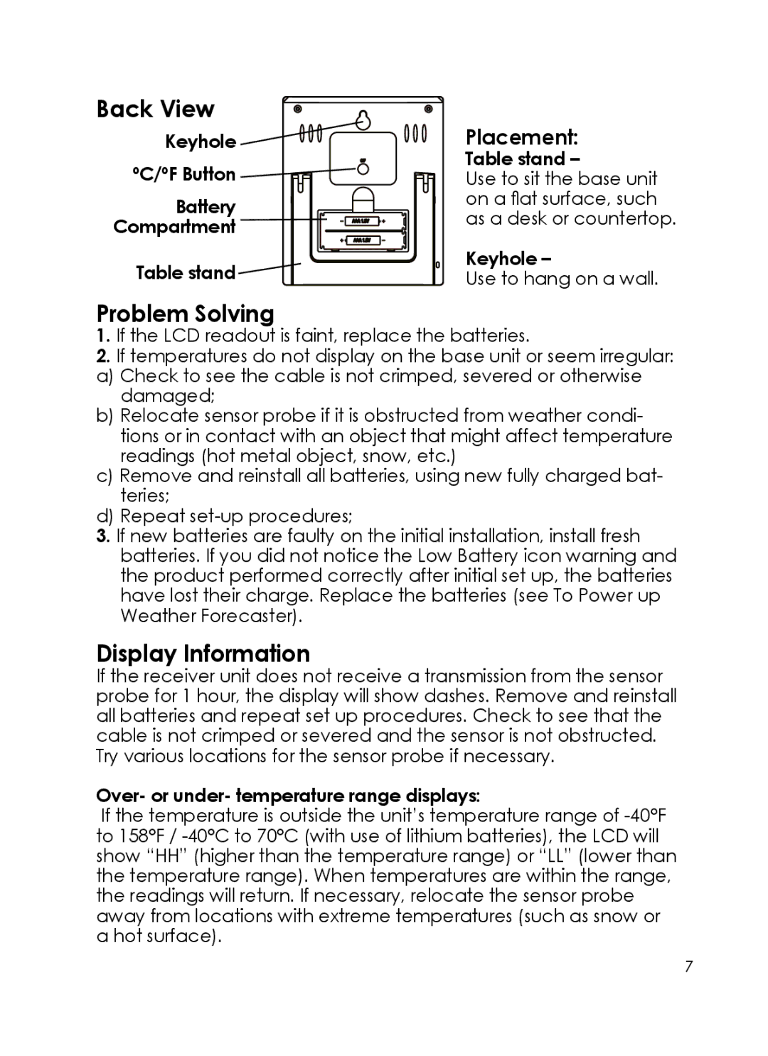 Taylor 1380 instruction manual Back View, Problem Solving, Display Information 