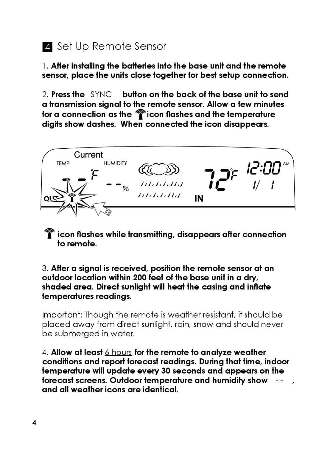 Taylor 1383 instruction manual Set Up Remote Sensor 