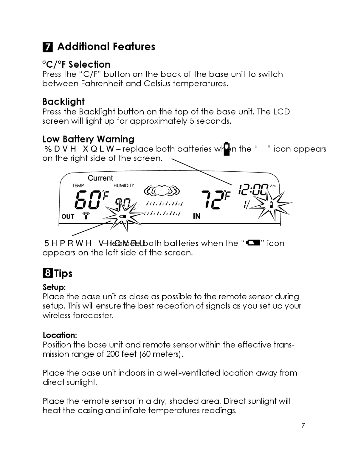 Taylor 1383 instruction manual Additional Features, Tips, Selection, Backlight, Low Battery Warning 