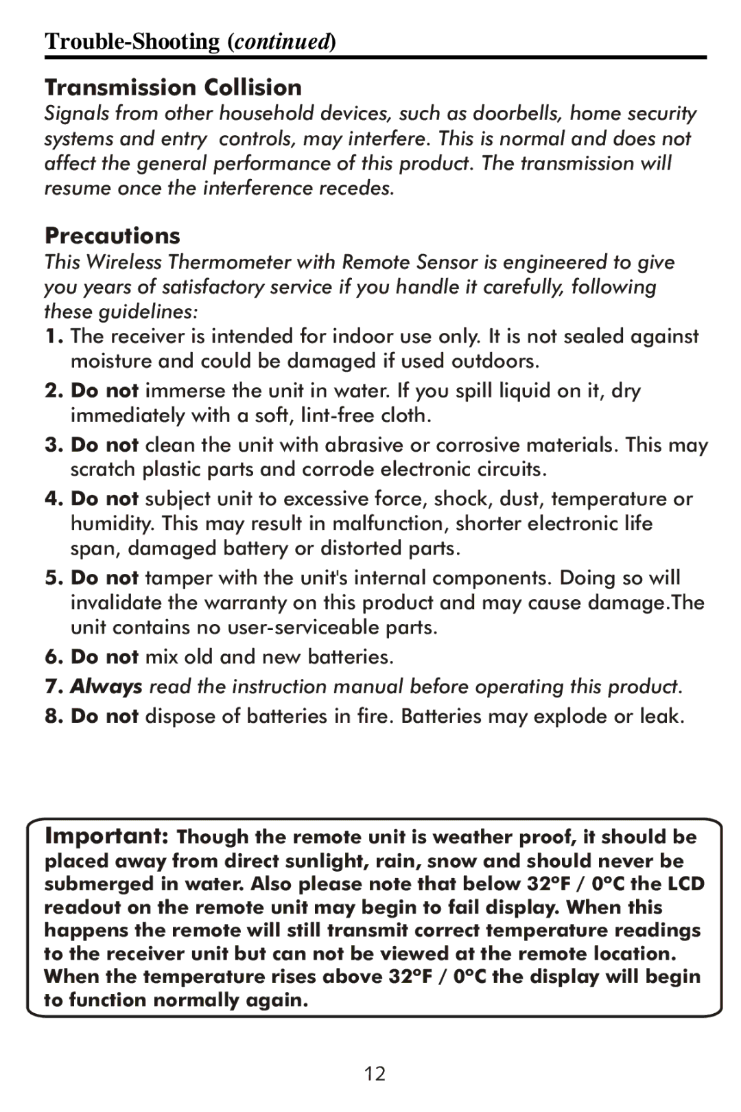 Taylor 1506 instruction manual Transmission Collision 