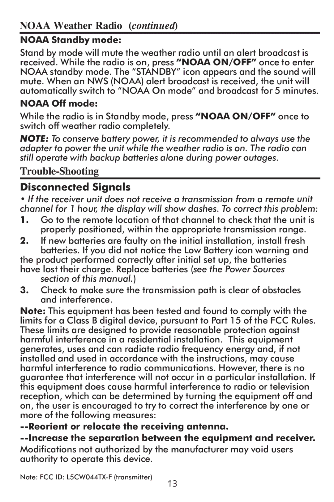 Taylor 1507 instruction manual Trouble-Shooting, Noaa Standby mode, Noaa Off mode 