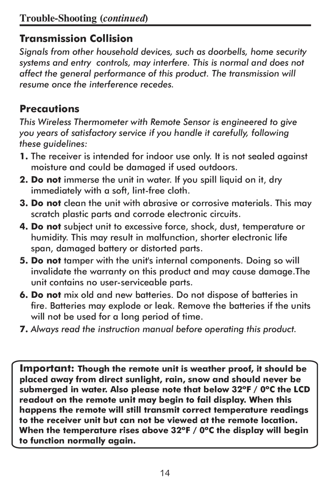 Taylor 1507 instruction manual Transmission Collision 