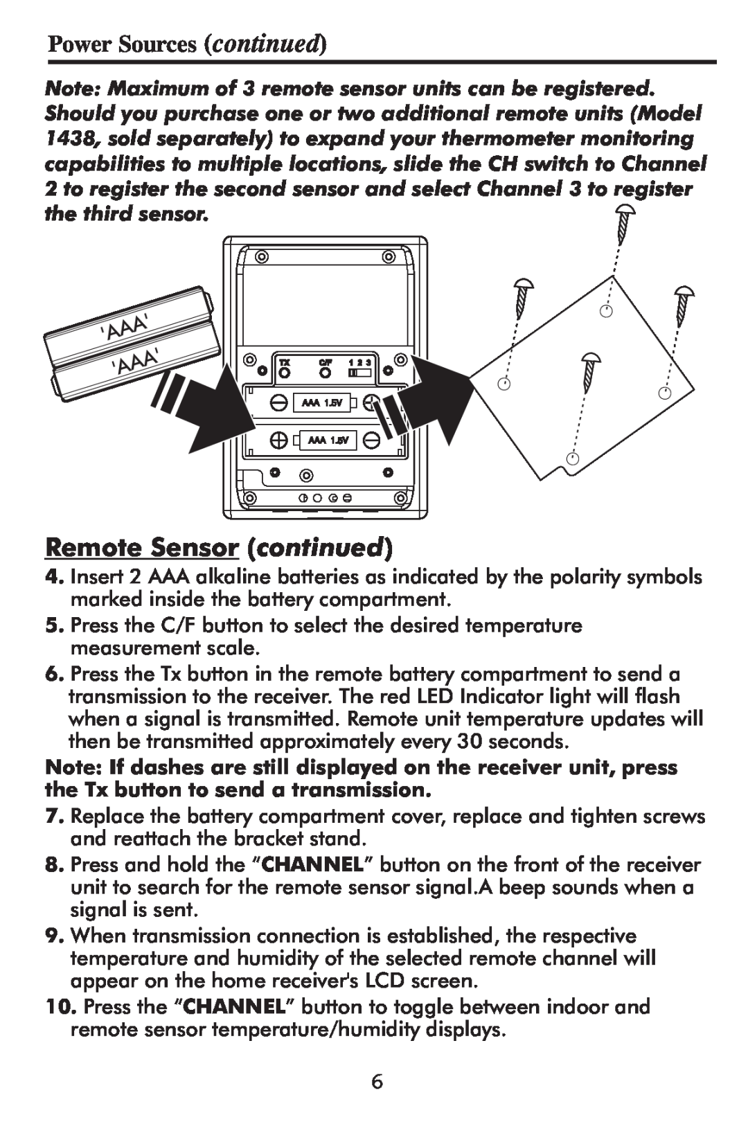 Taylor 1507 instruction manual Remote Sensor continued, Power Sources continued 