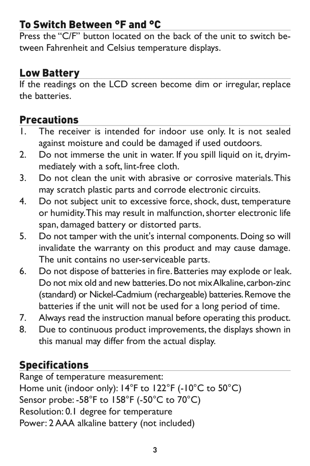 Taylor 1521 instruction manual Low Ba tery 