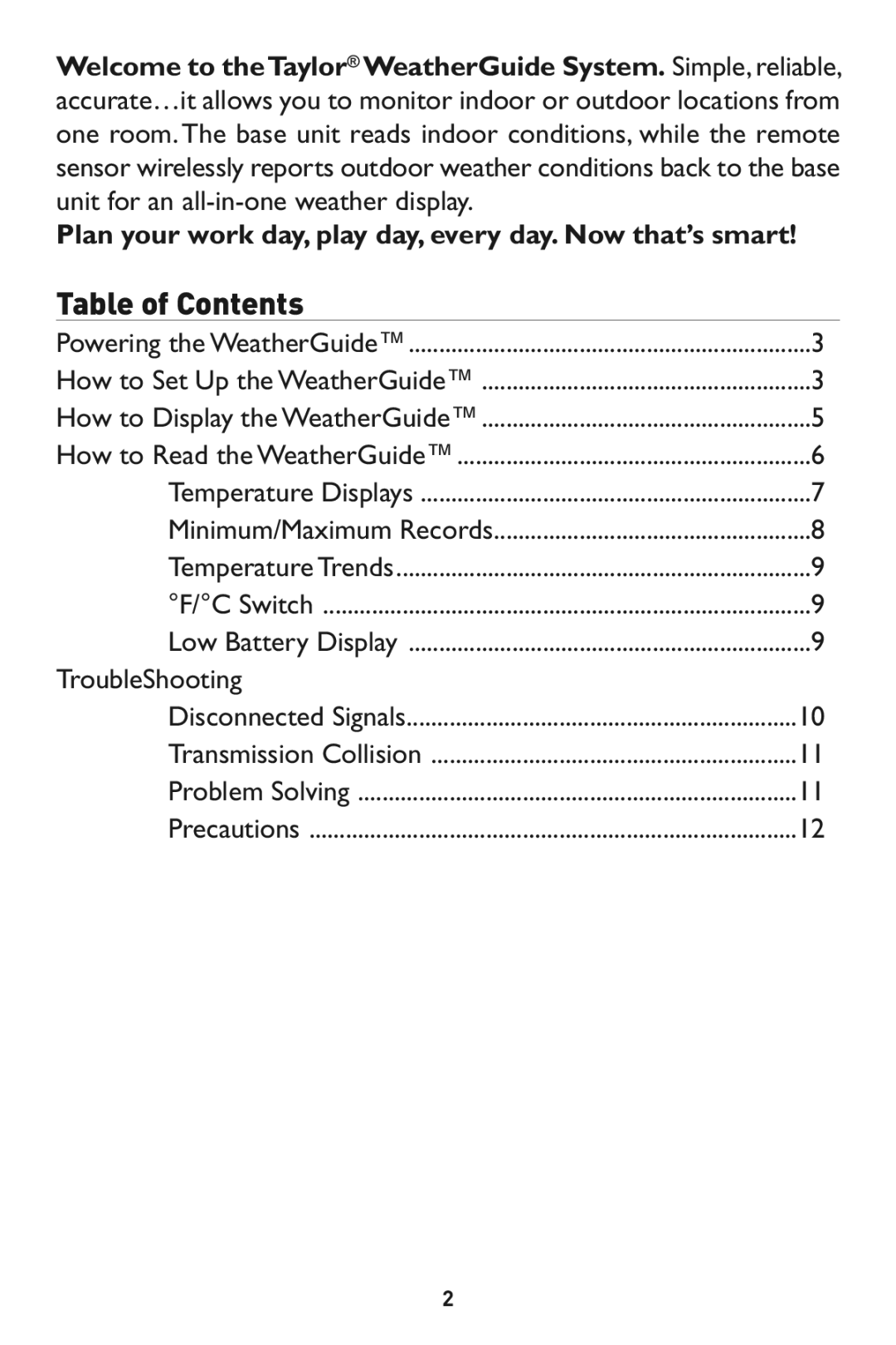 Taylor 1524 instruction manual Plan your work day,play day,every day. Now that’s smart 