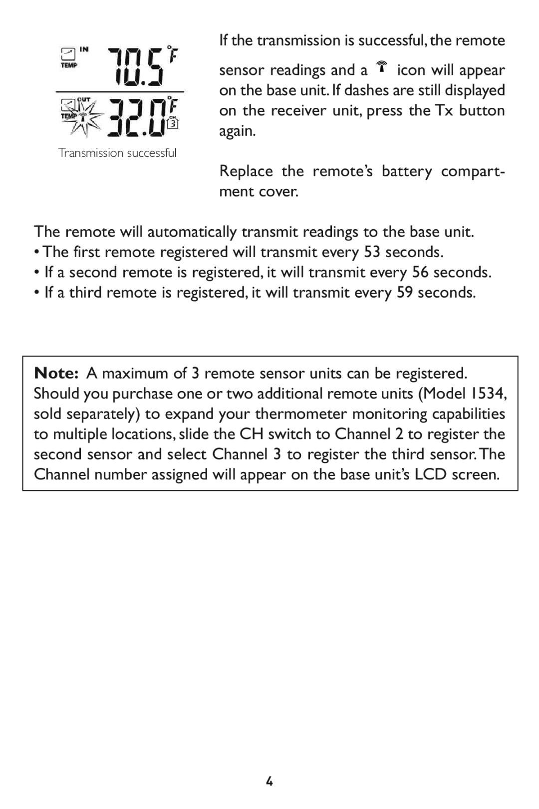 Taylor 1524 instruction manual If the transmission is successful,the remote 