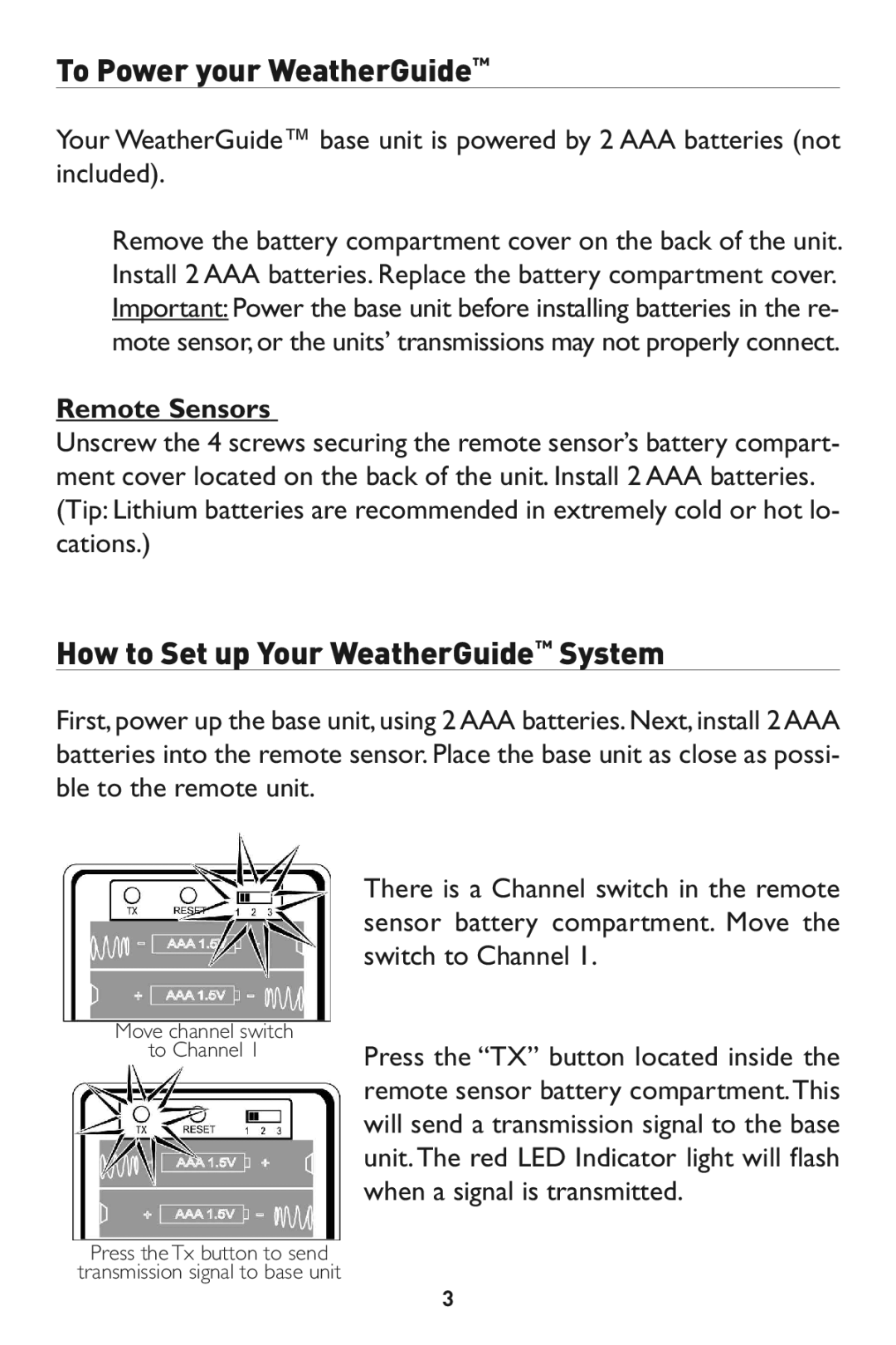 Taylor 1525 instruction manual How to Set up Your WeatherGuide System, Remote S nsors 