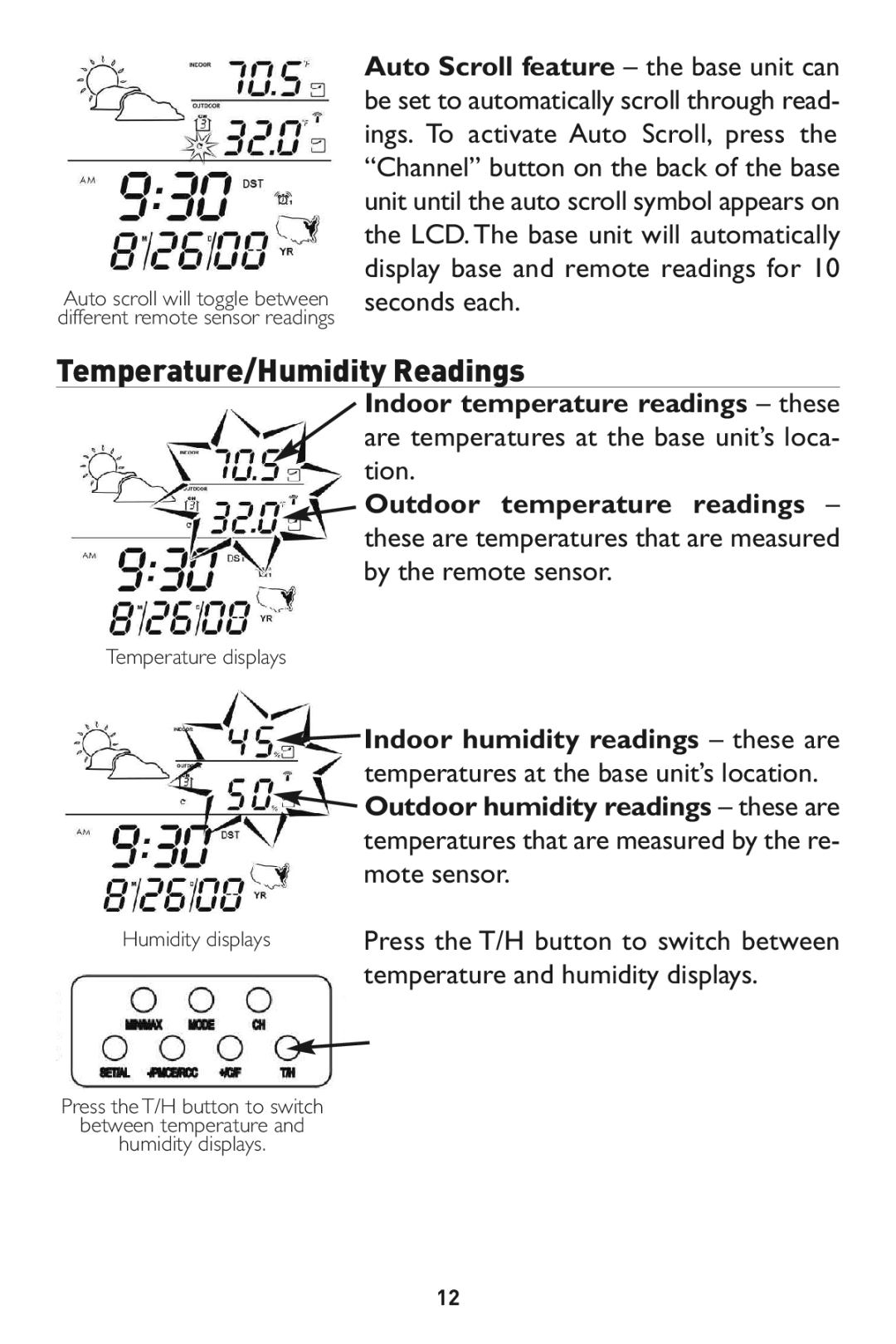 Taylor 1526 instruction manual Display base and remote readings for 