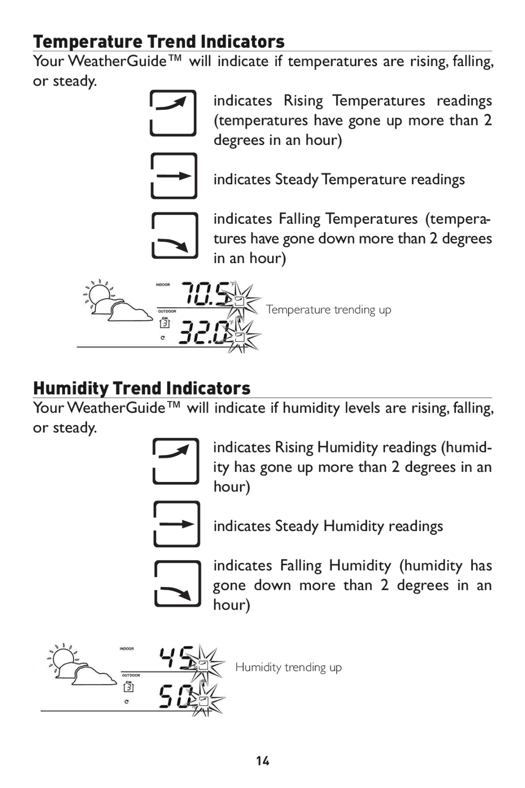 Taylor 1526 instruction manual Humidity trending up 