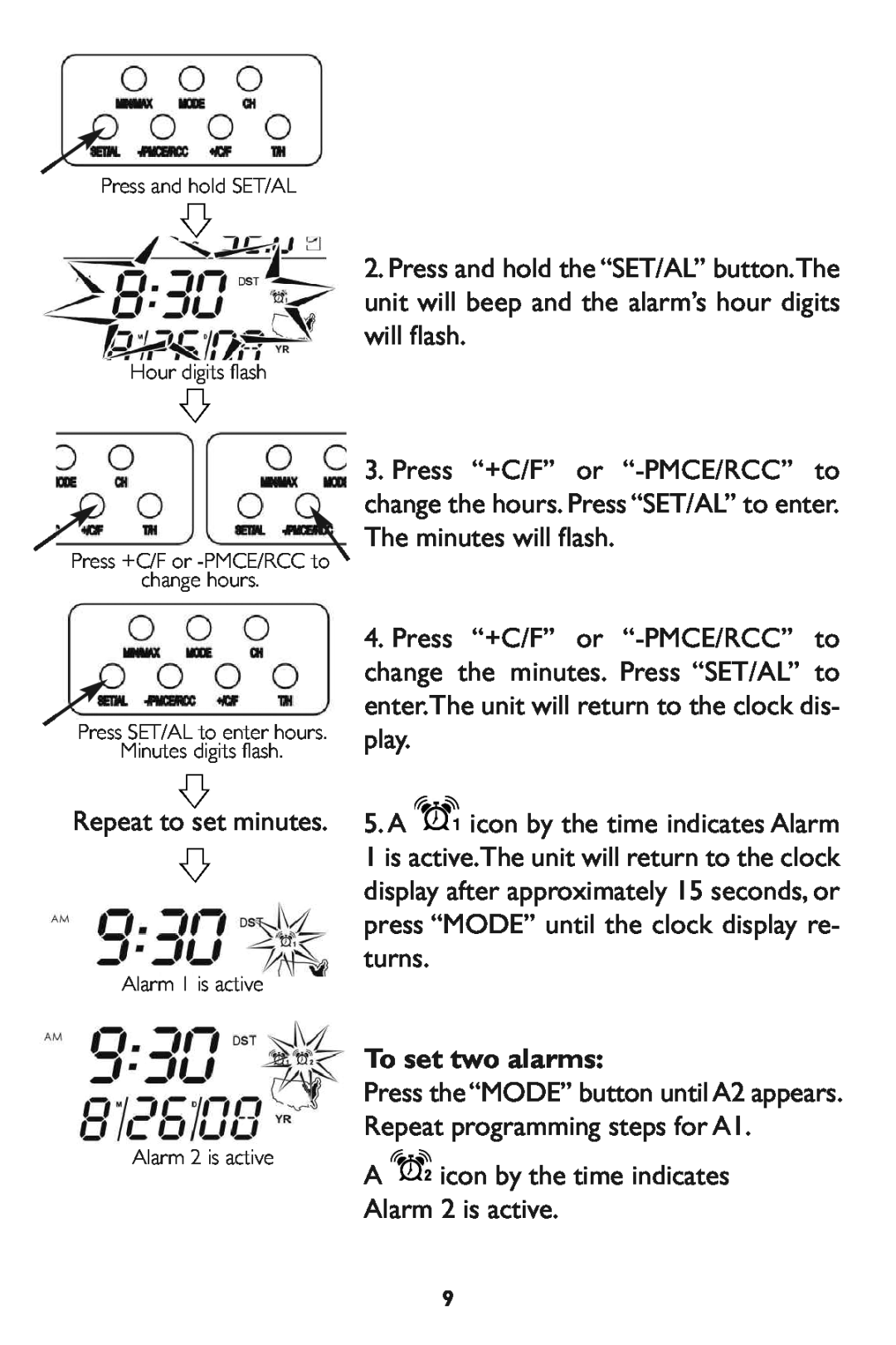 Taylor 1526 instruction manual Toset two alarms 