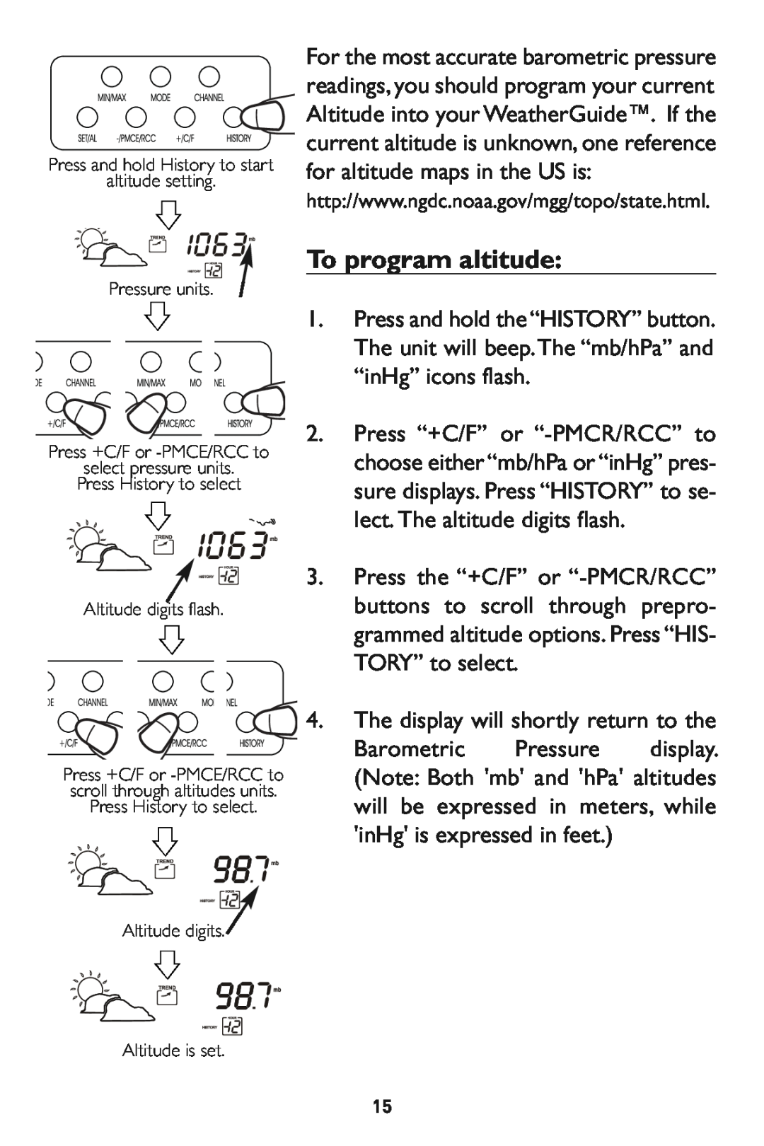 Taylor 1527 instruction manual Toprogram altitude 