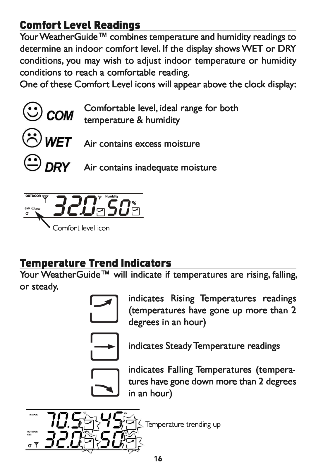 Taylor 1527 instruction manual Temperature Trend Indicators 