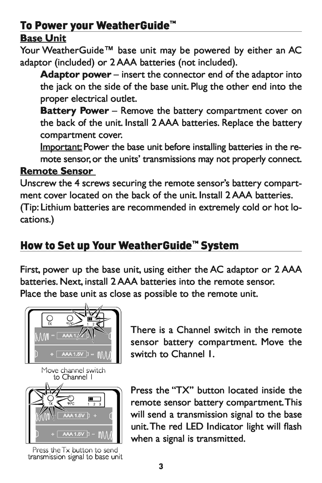 Taylor 1527 instruction manual How toSet up Your WeatherGuide, System, Base Unit, Remote S nsor 