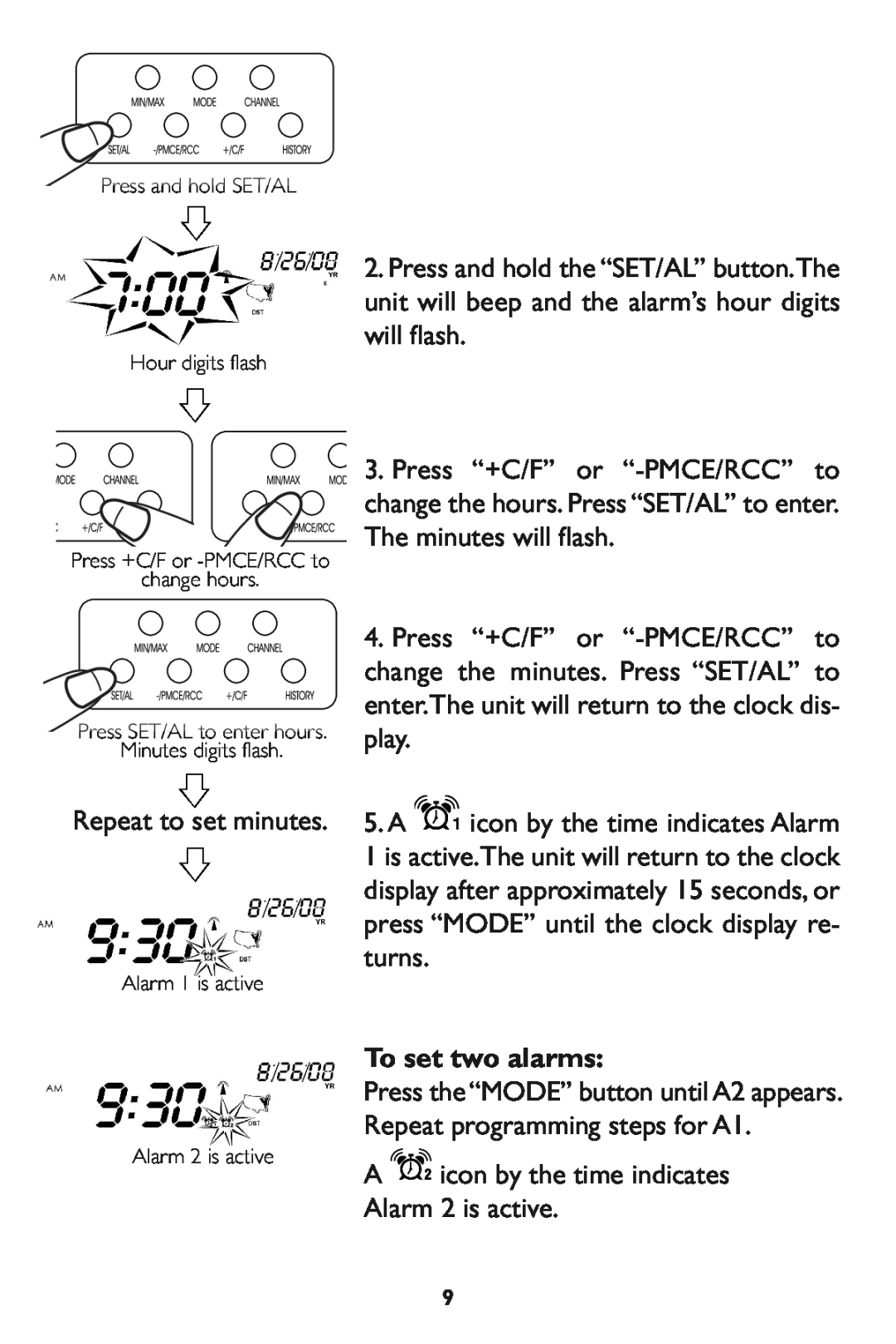 Taylor 1527 instruction manual Toset two alarms 
