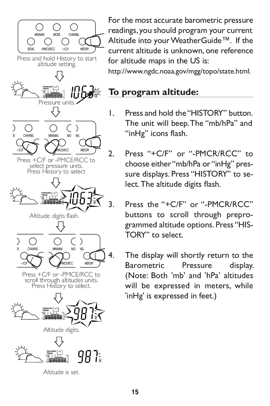 Taylor 1528 instruction manual Toprogram altitude 