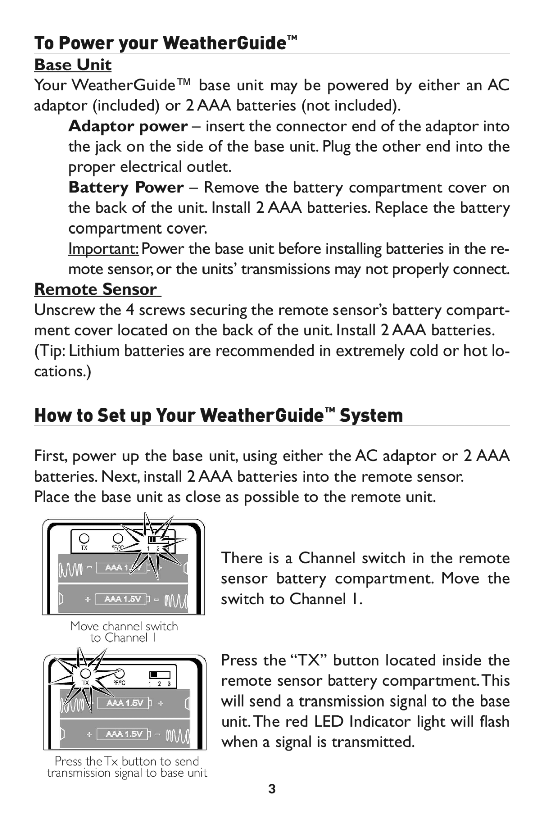 Taylor 1528 instruction manual How to Set up Your WeatherGuide System, Base Unit, Remote S nsor 